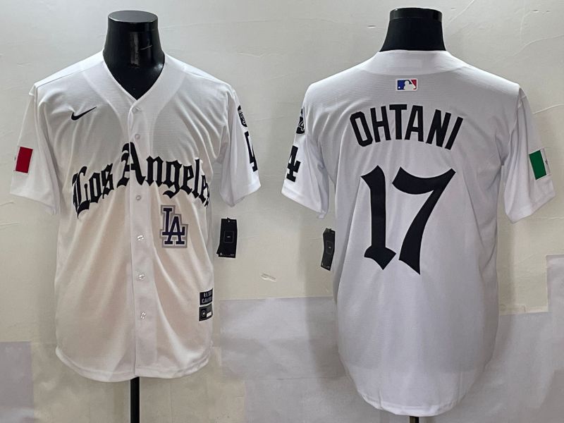 Men Los Angeles Dodgers #17 Ohtani White Five generations Joint Name 2025 Nike MLB Jersey style 11->los angeles dodgers->MLB Jersey